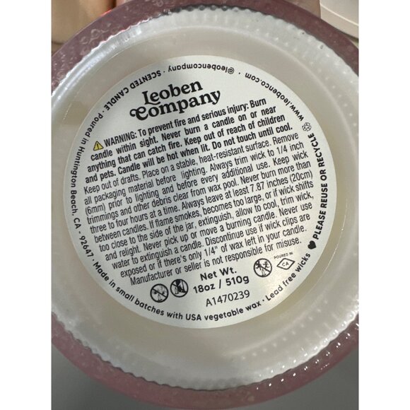 Leoben Candle Co Jasmine Santal 18oz 1 Wick White Cut Glass Jar Soy Wax Candle - Picture 4 of 6